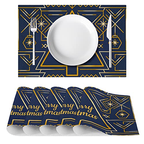 Sets de table de table dorés lavables Merry Christmas 30x45cm antidérapants - 3