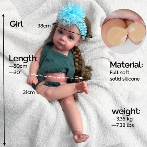 Muñeca Reborn Bebé Realista de Silicona 20 Pulgadas miniatura 5