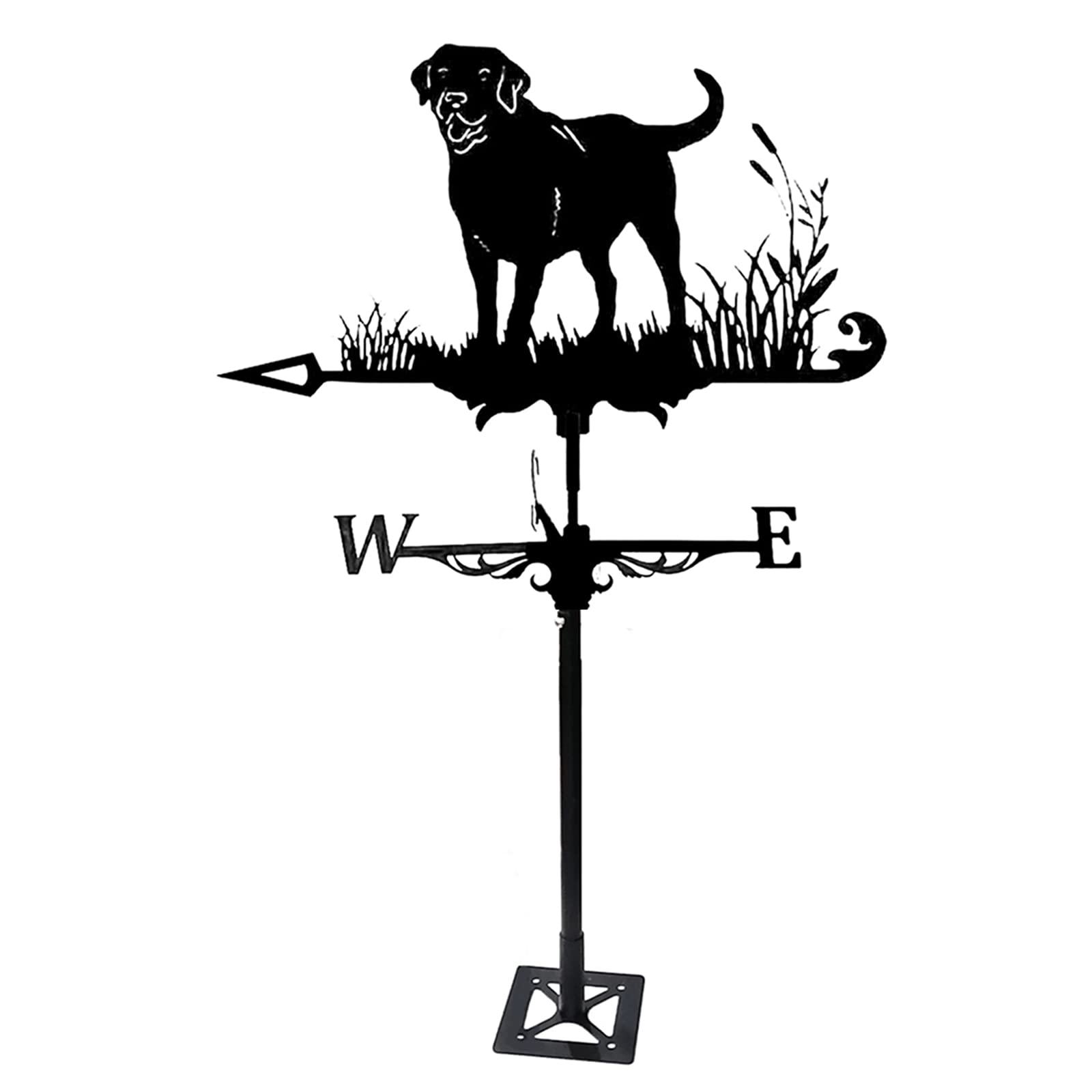 Metal Weathervane with Roof Mount Labrador Weathercock Wind Direction Indicator Stainless Steel Weather Vane for Outdoor Farm Yard Roof Garden