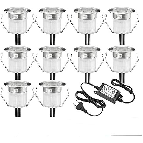 WIFI Bodeneinbauleuchten Terrassenbeleuchtung Arbeitet mit Alexa,RGB LED Einbaustrahler DC12V Ø30mm 0.6W LED Boden WiFi Wireless Smart Phone 10er Full Kit Cover