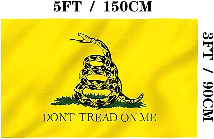 Jayus Double Sided Gadsden Snake Flag 3x5 Outdoor- 200D 3 Ply Polyester Dont Tread On Me Flags Banners- Libertarian Flag with Vivid Powerful Snake