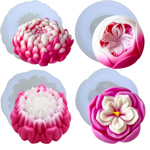 4 Pezzi fiori di Natale stampi per candele, stampi in silicone a forma stampi in silicone 3D, per torte, fondente, Natale, biscotti, cottura sapone