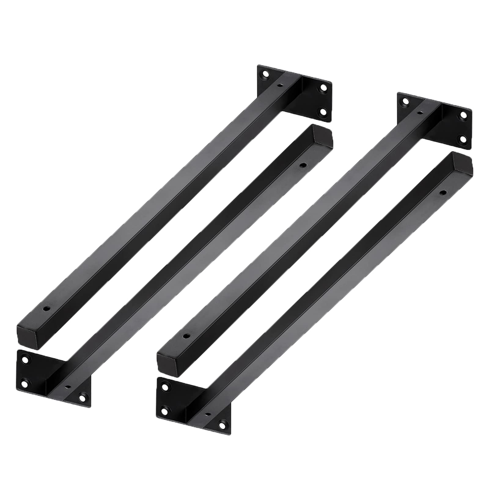 4 Stück Vierkantrohr Regalhalterungen Edelstahl Industrie Regalträger Schwerlast Wandkonsole, für Küche, Schlafzimmer, Wohnzimmer, Schwarz (450mm/17.7in)