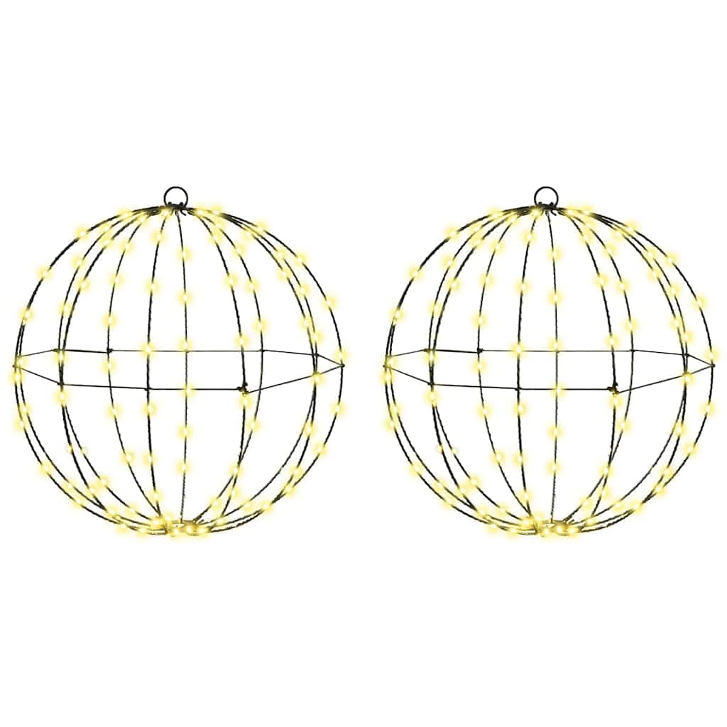 Sfere natalizie luminose a LED in metallo, bianco caldo, set da 2