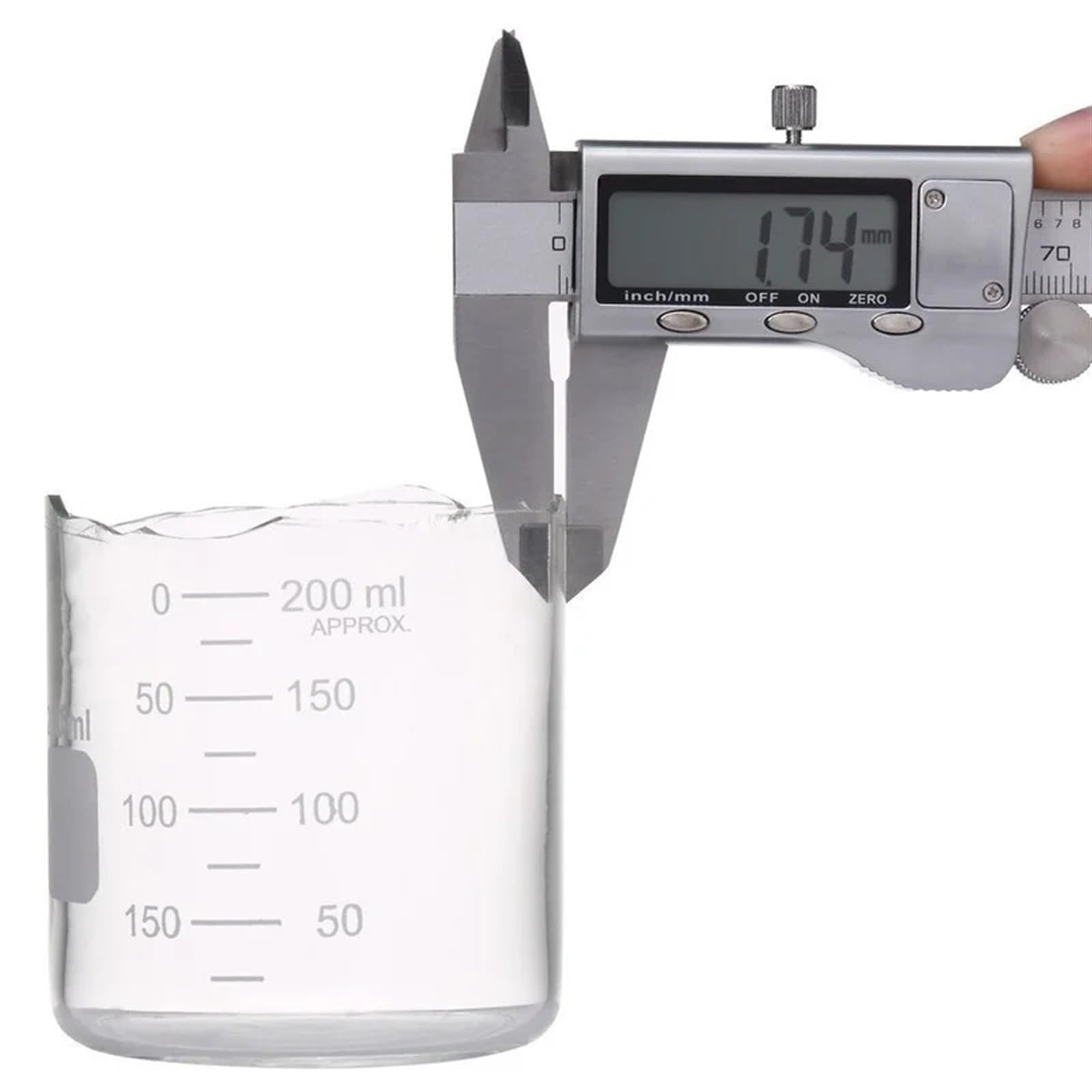 Juego de Vasos medidores de Vidrio de Forma Baja (50 ml, 100 ml y 250 ml), 9 Varillas de agitación de Vidrio de 30 cm de Largo y 0,63 cm de diámetro.