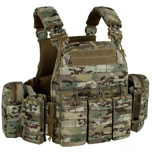 vAv YAKEDA Tactical Outdoor Vest Quick Release Adjustable Hunting Vest with PALS Molle System (US, Alpha, One Size, Regular, Regular, CP)