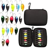 16 Stück Forellenköder Spoons Forelle Set, Kunstköder Spinner Blinker 2.5g/5g UV-Aktiv Selbstleuchtend, Angelzubehör mit Aufbewahrungsbox zum Angeln für Forelle, Barsch und Hecht (Bunte Pailletten)