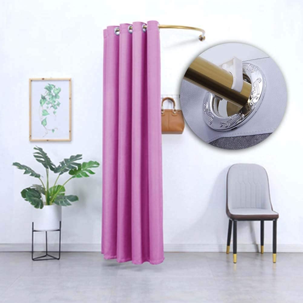 Cabine d'essayage murale en forme de U vestiaire portable et rideau rose