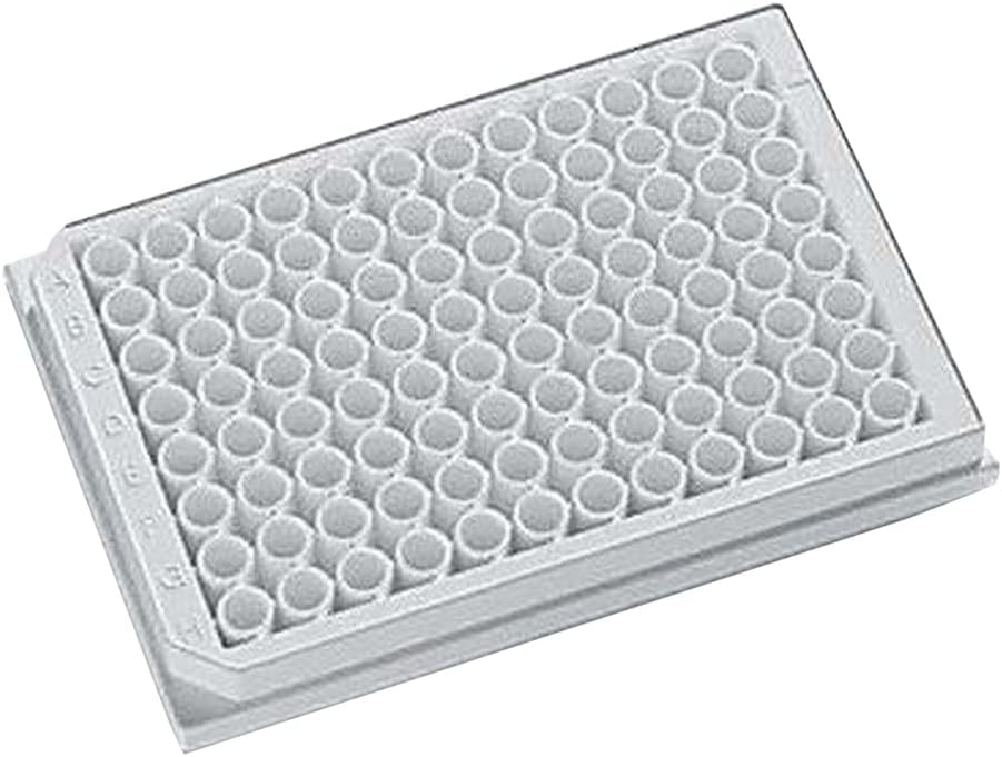 J.G. Finneran 500160 96-Well Opaque Solid Polystyrene Assay Plate with Lid, Untreated, Sterile1, 350µL Capacity, White (Pack of 100)