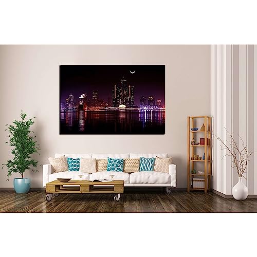Lienzo de Detroit №136 soluciona paredes vacías con cuadro rascacielos de 140x90 cm