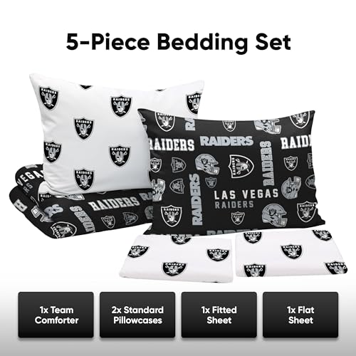 FOCO Las Vegas Raiders NFL Team Color Bed in a Bag Comforter Bedding 5 Piece Twin Set by FOCO - Image 3
