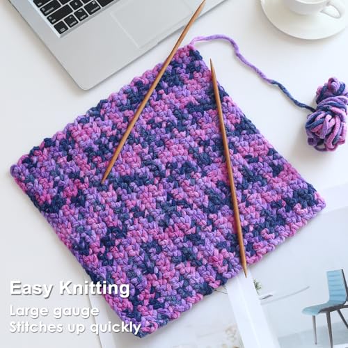 Image of #6 Super Bulky Blanket Yarn for Crocheting - 4 Skeins(Each 10.5oz /300g, 220yds /201m), Chunky Chenille Thick Plush Big Soft Yarn for Crocheting Knitting Blankets, Multi Purple