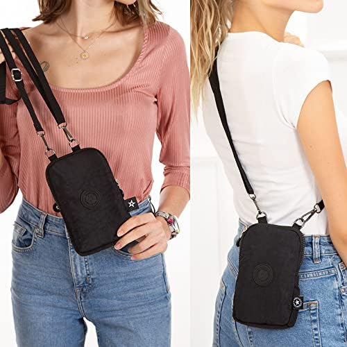 Av A Dos Telefon Çantası, Çapraz Askılı Mini Çanta, Kadın Siyah Su Geçirmez Krinkıl Mini Telefon Cüzdan Çapraz Askılı Çapraz Omuz Çanta Bel - Görsel 3