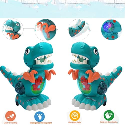 HOWADE Dinosaur Baby Crawling Toy,Light Up Musical Crawling Walking Dinosaur Tummy Toys for Boys Girls 12 18 24 Months, Automatic Moving Dino Sensory Toy Gifts for Kids Toddler Age 1 2 3 4+