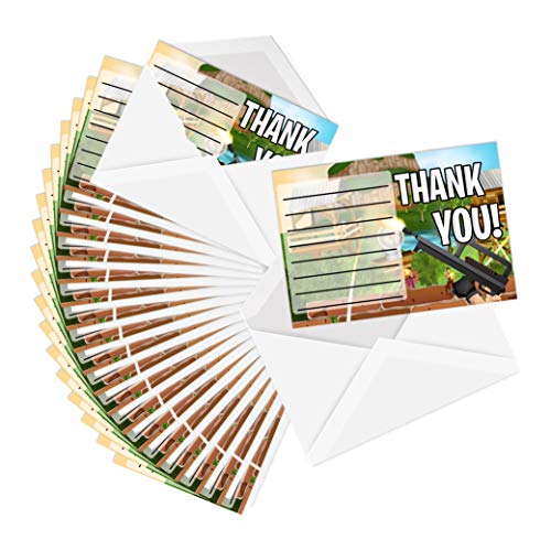 Fortress   Battle Gamer Birthday Party Thank-You Notes & Envelopes Value Pack (20 Count)