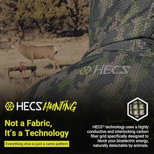 HECS HECSTYLE Lightweight System | Hunting Camo Suit with Bioelectric Shielding | Hunting Clothes for Men | Patented Technology | Mens Hunting Clothes - Large - Green