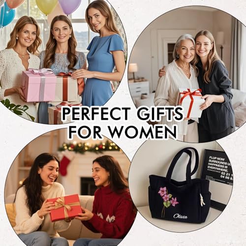 Bolso Tote de pana con flor de nacimiento personalizado para mujer miniatura 7