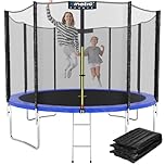 KINETIC SPORTS Trampolin Outdoor 'Salto Plus' Ø 305 cm - Komplett-Set für Kinder, USA Sprungtuch, Netz, Randpolster, Leiter - Blau