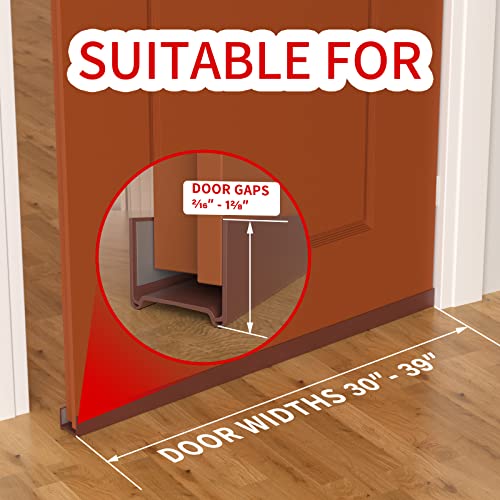 Door Draft Stopper, Cuttable Under Door Seal, Strong Adhesive Draft Stopper For Bottom Of Door For Exterior/Interior Doors 39” Length (Brown) #TOP2