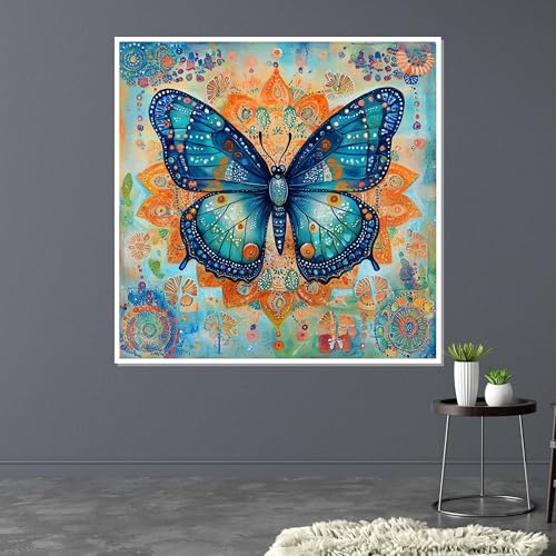 Art mural nature de qualité supérieure toile papillon bleu 45cm