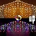 Produktbild BrizLabs Weihnachten Eisregen Lichterkette Außen, 360 LED Warmweiß Bunt Weihnachtsbeleuchtung Lichtervorhang Strombetrieben 11 Modi 3 Timer und Dimmbar mit Fernbedienung für Party Hochzeit Garten