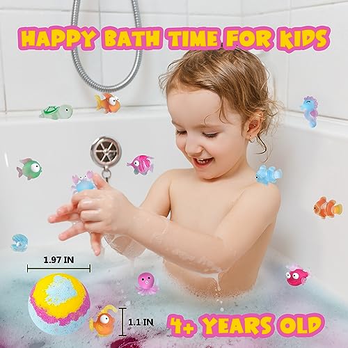 Badebomben für Kinder, 12 Stück Badekugeln Badebomben mit Überraschung spielzeug im Inneren, natürliche und organische Schaumbadebomben, Ostergeschenke für Jungen und Mädchen