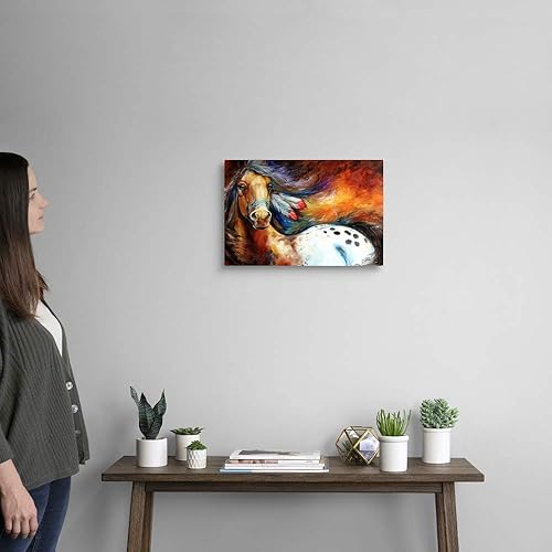 Miniatura 7 de Marcia Baldwin lona de arte de la pared Impresión envoltura Premium titulada espíritu indio Warrior Pony