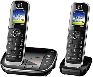 Panasonic KX-TGJ322EB Twin Handset Cordless Home Phone with Nuisance Call Blocker and LCD Colour Display - Black