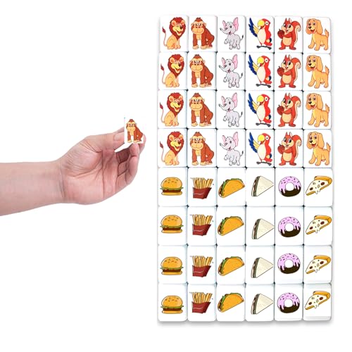 WELLATENT Seaside Escape Game Blocks Mahjong Sets with 49 Tiles 38mm Pet and Food Pattern with Bag. - Thumbnail 6
