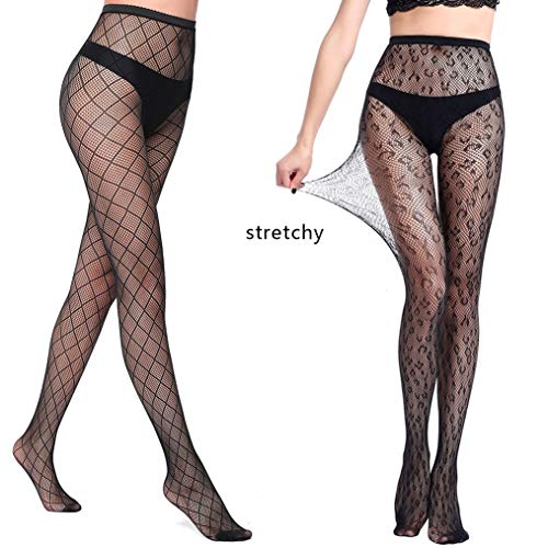 HOVEOX 6 Pairs Lace Patterned Tights Fishnet Floral Stockings Small Hole Pattern Leggings Tights Net Pantyhose3