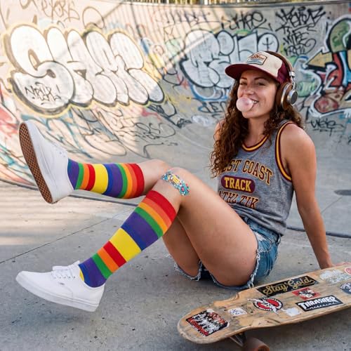 Image of American Trends Women's Knee High Socks, Novelty Holiday Printed Tall Tube Socks, Casual & Party Athletic Sports Stockings