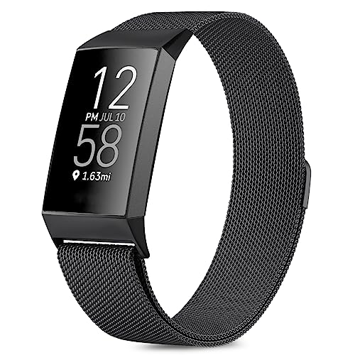 Tobfit für Fitbit Charge 4 Armband, Fitbit Charge 3 Armband für Herren Damen, Metall Verstellbarer Edelstahl Handgelenk ...