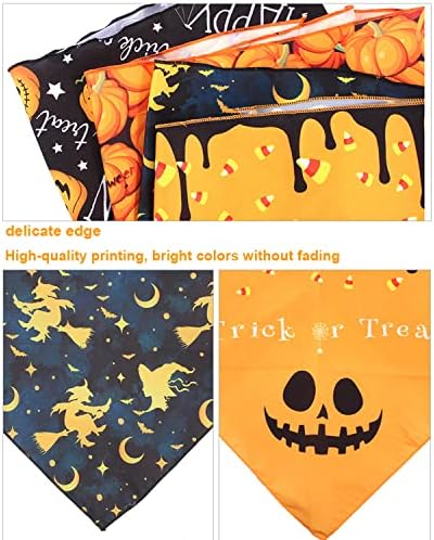 4 Pack Halloween Bandana for Dogs,Triangle Bibs Pet Scarf for Small Medium Large Dogs Cats Halloween Decorations, with Pumpkin Ghost Bat Pattern Holiday Accessories (4 x halloween bandanas)
