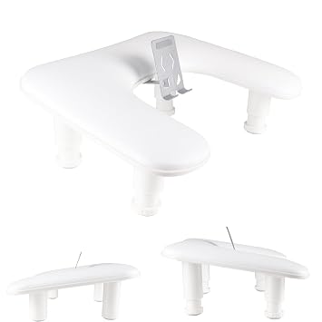 Manicure Arm Rest with Rotating Phone Holder for Nails TechWhite | Upgraded Anti-Scratch & Non-Slip Silicone Pads, Height is Adjustable, Soft to Touch, Easy to Clean