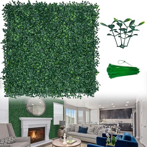 ODTORY Artificial Boxwood Wall Panels 20x20 inch 14Pcs, UV-Anti Faux Greenery Grass Hedge for Privacy Screen，Fake Ivy Plant Fence for Outdoor Garden, Backyard, Balcony, and Indoor Home Decoration