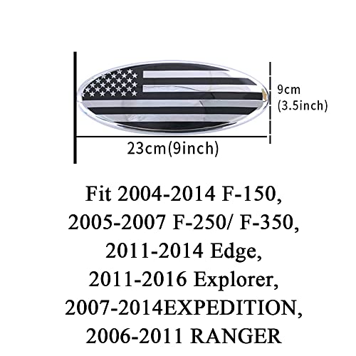 Image of SANRILY 9 Inch Silver Oval American Flag Emblem for Ford F150 F250 F350 9 inch x 3.5 inch Decal Badge Nameplate for Ford Edge Explorer Ranger Car Emblem Replacement Cover