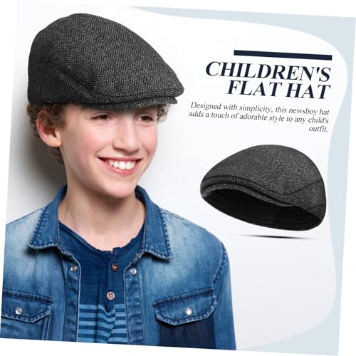 BESPORTBLE Boys Classic Newsboy Cap Vintage Beret Hat for Kids Stylish Toddler Flat Hat Herringbone Design Winter Accessory for Children Multi3