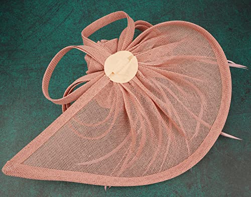 Cizoe Pillbox Hats 20s 50s Vintage Fascinators for Women with Feather Mesh Veil Headband Bridal Wedding Tea Party (F-Blush Pink) by Cizoe - Image 2