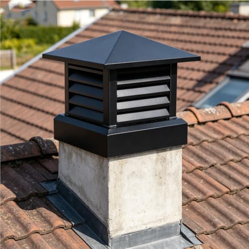 Sombrerete Chimenea Protección Resistente 35x35cm de Aluminio para Extractor de Tejado 3
