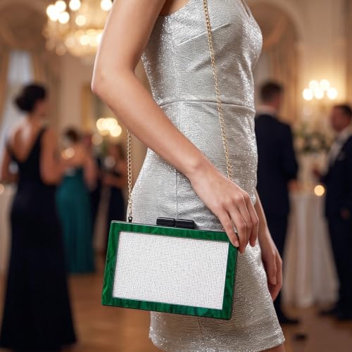 Image of RomanticDesign Women Acrylic Handbag Rattan Woven Pattern Square Box Crossbody Handbag Shoulder Bag Chain Purse