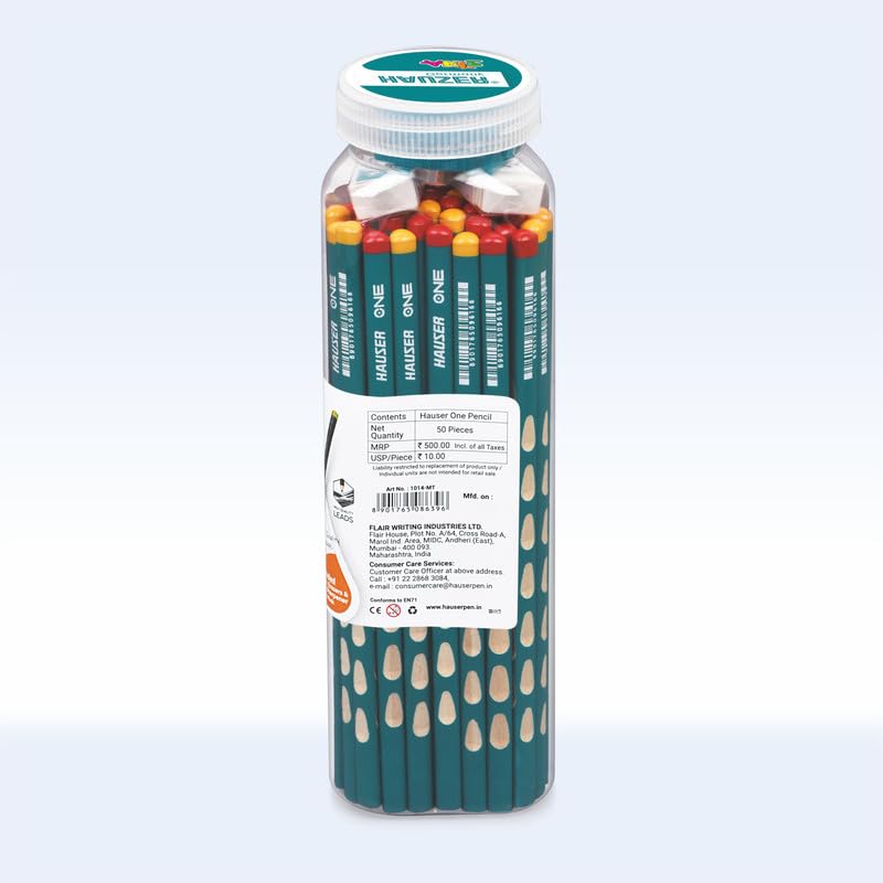 Image of HAUSER ARTZ ONE PENCIL-50 PCS JAR Set - 40 Pcs Multicolor Pencils | Extra Dark Lead for Smooth Writing | Ideal for Kids School Use & Drawing