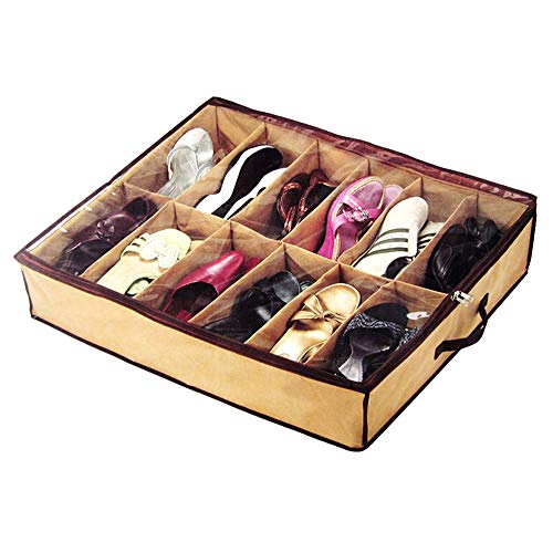 HuaYang - Zapatero para 12 pares de zapatos, para debajo de la cama, tela