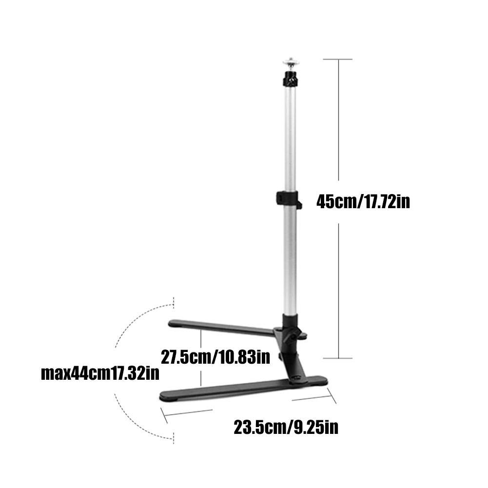 Topiky Trasmissione in Diretta Staffa del Supporto, Carico in Lega di Alluminio 2 kg Carico Regolabile a 360 ° Photo Studio Ripresa dall'alto Supporto per Copia Macro Fotografia Staffa