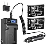Kastar 2-Pack NP-60 Battery and LCD AC Charger Compatible with Vivitar Video Cameras DVR-840XHD DVR-565HD DVR-390H DVR-530 DVR-545 DVR-550 DVR-550G DVR-688 DVR-710 DVR-7300X Vivicam 3930 Vivicam 4000