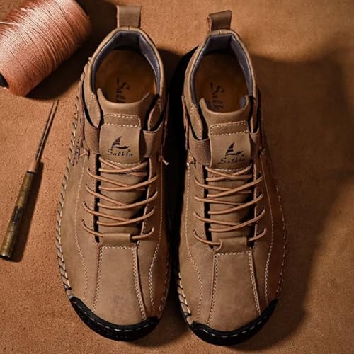 Casual Leather Arch Support Non-slip Wear-resistant Slip-on Loafers Brown4