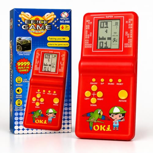 Image of Monex Brick Game 9999 in 1 Handheld Console for Kids & Adults | Retro Classic Gaming Device | Portable LCD Screen Toy | Tetris Style Game | Battery Operated