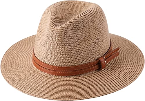 Casquette visiere femme en paille avec large bord fedora pour l'été