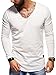 Produktbild behype. Herren Langarm Basic Longsleeve V-Neck T-Shirt 30-3741 Weiß L