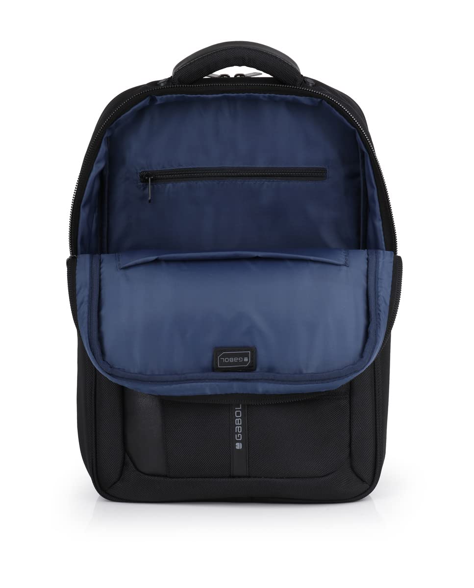 Gabol - Mochila Acolchada para Portátil 15,6" Stark 31x43x13 cm - 2 Compartimentos, Cinturón Ajustable al Pecho y Acople a Maleta - Diseño Español en Poliéster y Piel Sintética - Negro