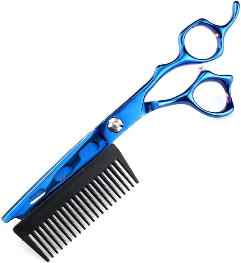 Hair Cutting Scissors 6 Inch Professional JP 440c Steel 2 In 1 Blue With Comb Barber Tools Haircut Shears Hairdressing